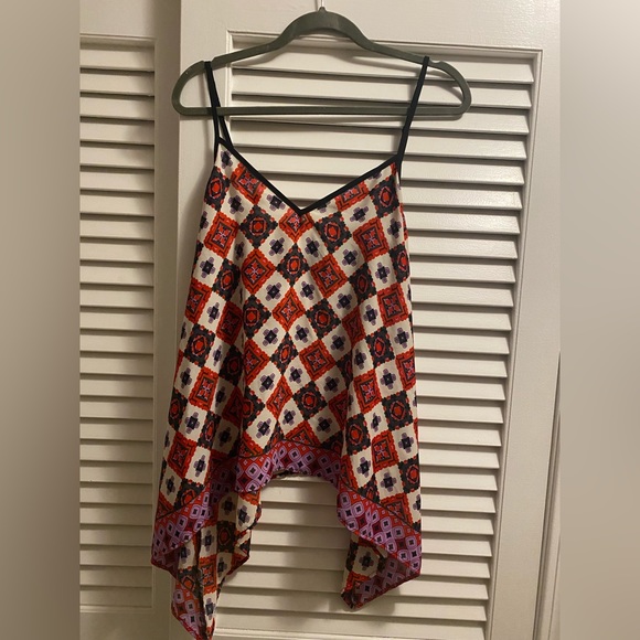 VENUS Tops - Venus Bandanna Floral Handkerchief Festival Hippie Tank Top Red White Blue L